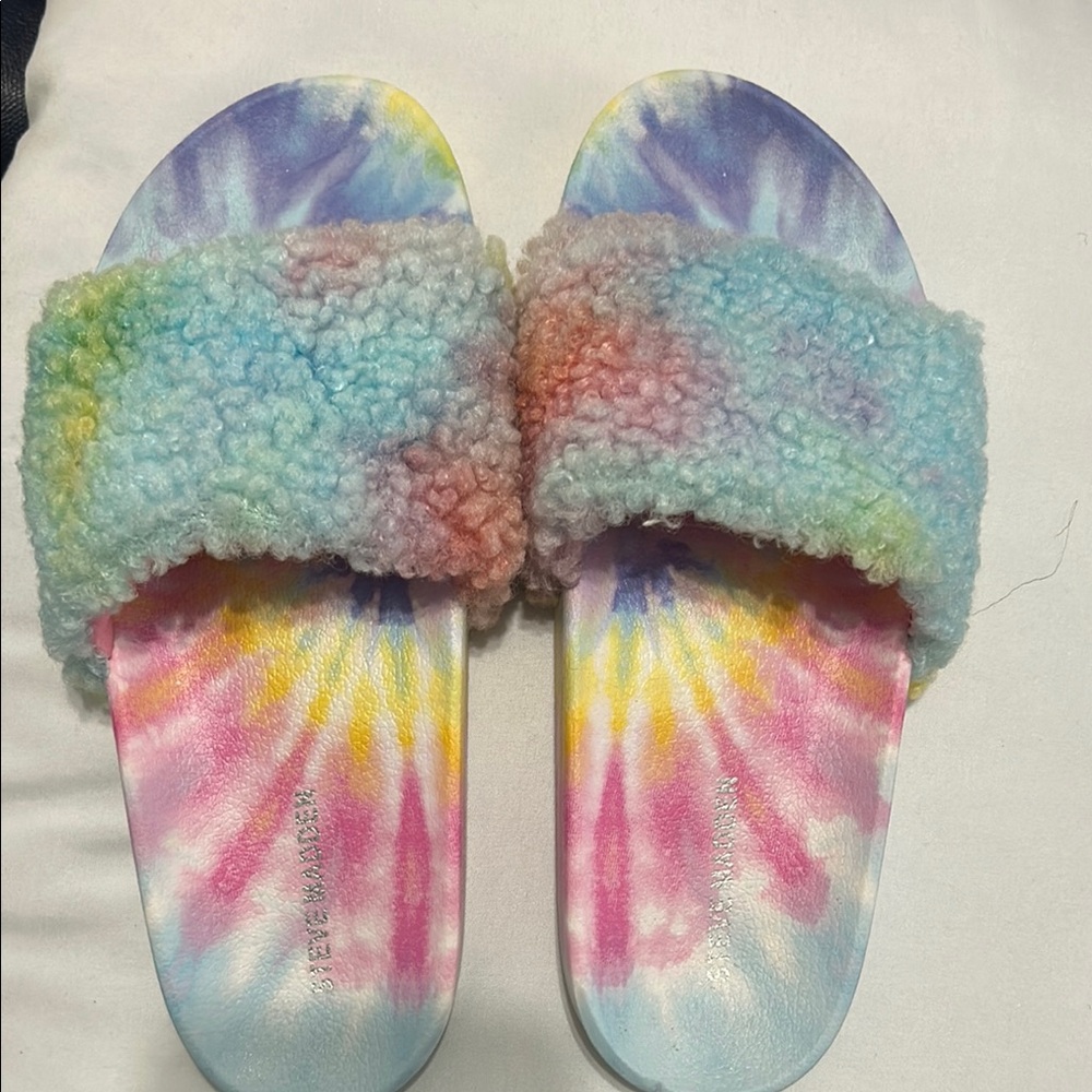 Tie-Dye Fuzzy Slide Sandals